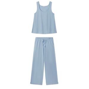 Lake Pajamas Pointelle Pima Cotton Pajama Set French Blue Tank Pants